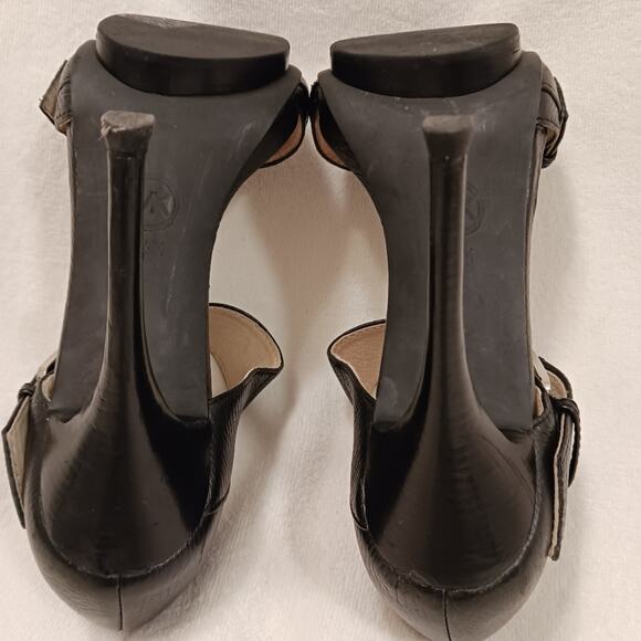 Michael Michael Kors 5" Stiletto Heels Sz 7.5 Black Leather Moderin Buckles Glam - Picture 14 of 16